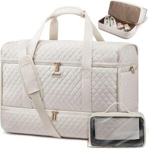 Large Travel Duffle Bag, Gym Duffel Bag Beige